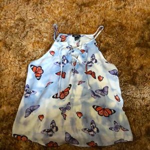 Blue butterfly patter shirt Size L